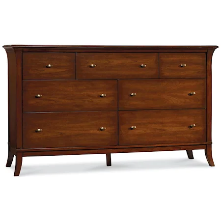 Cherry Transitional Seven-Drawer Dresser